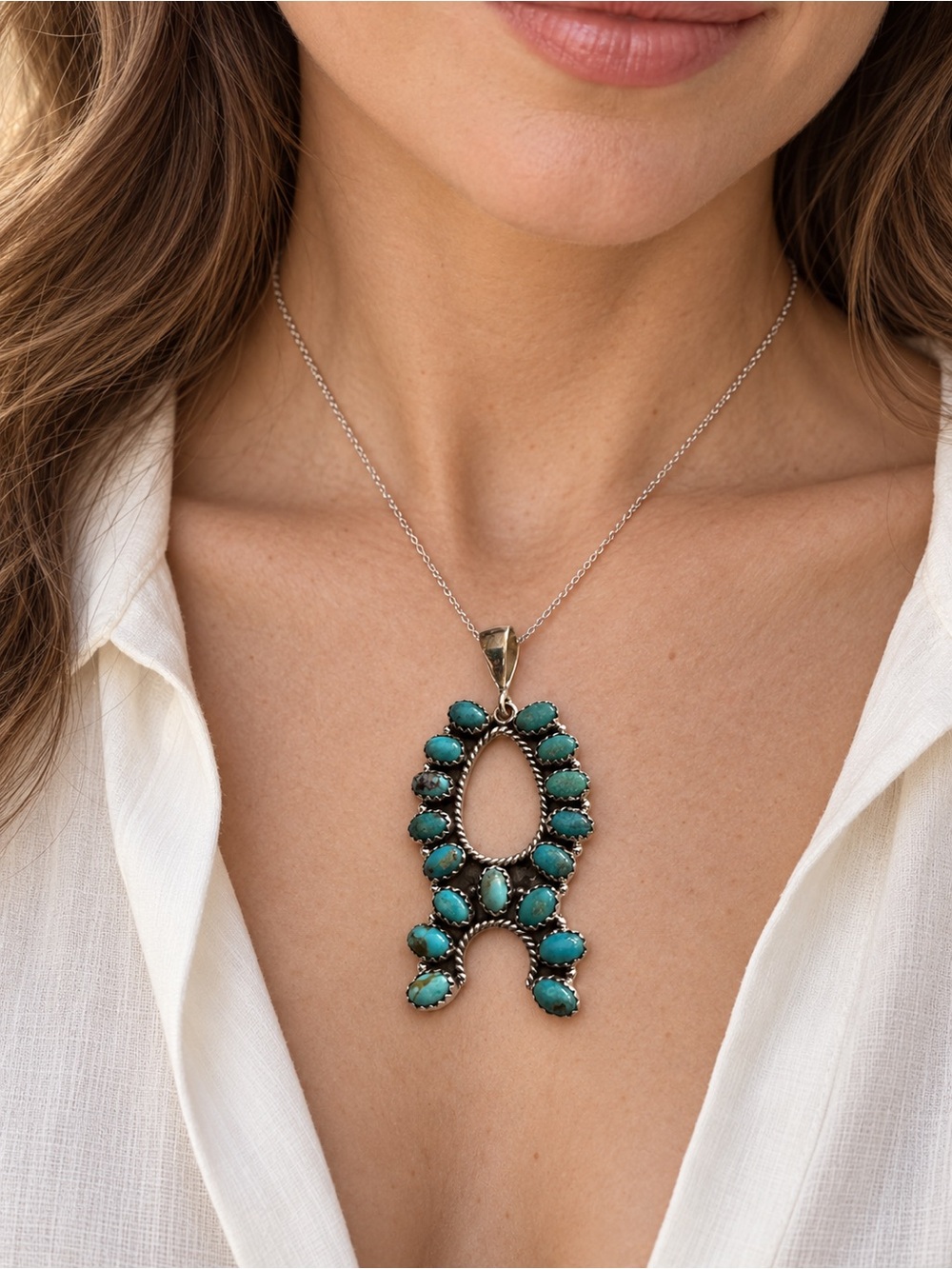 ✨ Genuine Turquoise Squash Blossom Pendant ✨